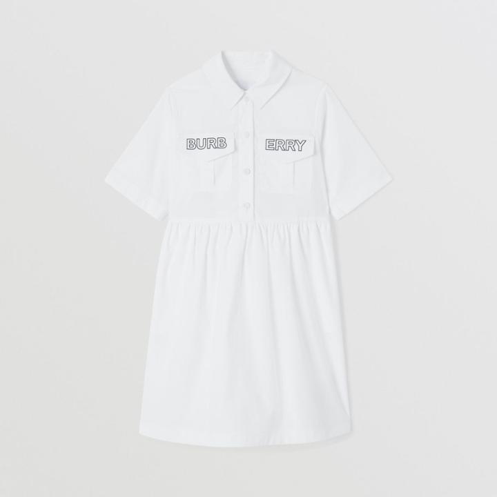 Burberry Burberry Childrens Logo Print Cotton Poplin Shirt Dress, Size: 10y