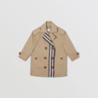 Burberry Burberry Childrens Monogram Stripe Print Cotton Trench Coat, Size: 14y, Yellow