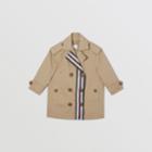 Burberry Burberry Childrens Monogram Stripe Print Cotton Trench Coat, Size: 14y, Yellow