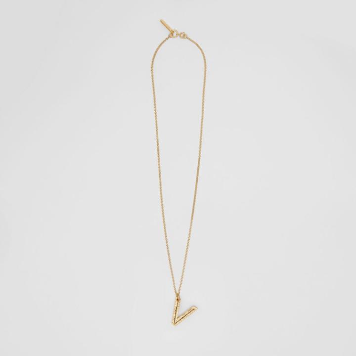 Burberry Burberry 'v' Alphabet Charm Gold-plated Necklace, Yellow