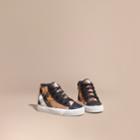 Burberry Burberry House Check And Star High-top Trainers, Size: 33, Black