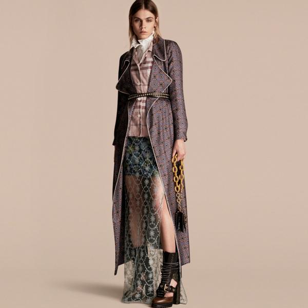 Burberry Geometric Tile Print Silk Dressing Gown Coat