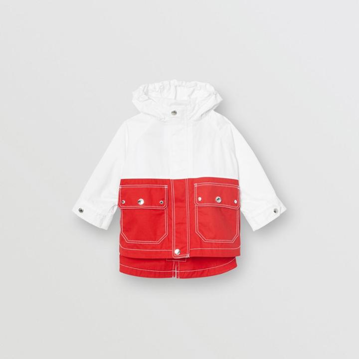 Burberry Burberry Childrens Topstitched Cotton Hooded Jacket, Size: 12m, White