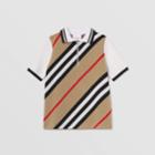 Burberry Burberry Childrens Icon Stripe Merino Wool Blend Zip-front Polo Shirt, Size: 10y