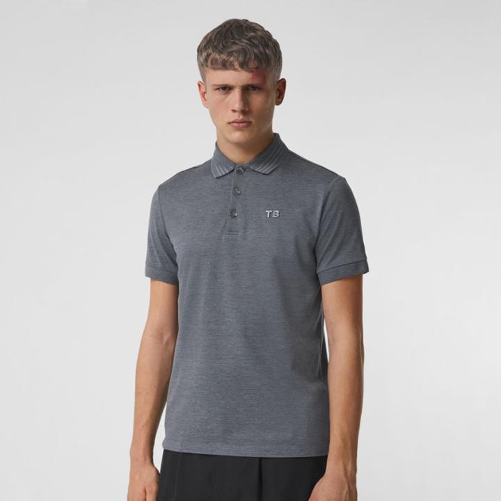 Burberry Burberry Letter Motif Silk Cotton Piqu Polo Shirt