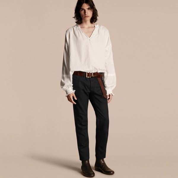 Burberry Ruffle Detail Cotton Voile Tunic