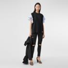 Burberry Burberry Ruffled Sleeve Cotton Oversized T-shirt, Black