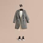 Burberry Burberry Sculptural Panel Tailored Houndstooth Wool Coat, Size: 10y, Black