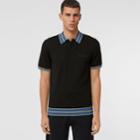 Burberry Burberry Icon Stripe Detail Wool Polo Shirt, Black