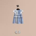 Burberry Burberry Ruffle Detail Check Cotton Dress, Size: 6y, Blue