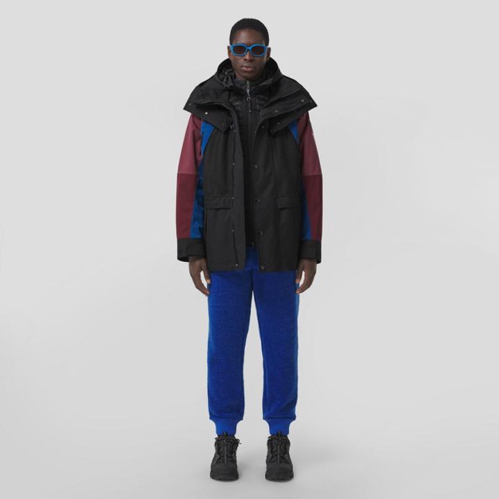 Burberry Burberry Detachable Hood Colour Block Technical Wool Jacket, Size: M