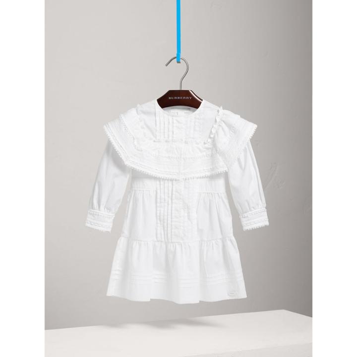Burberry Burberry Lace Detail Pleated Cotton Dress, Size: 6y, White