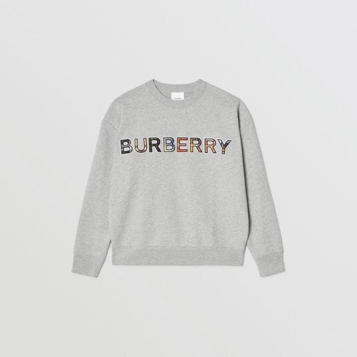 Burberry Burberry Childrens Check Logo Cotton Sweatshirt, Size: 14y, Grey