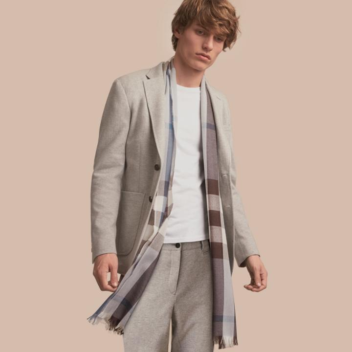 Burberry Burberry Herringbone Cotton Blend Jersey Blazer, Size: 48r, Grey