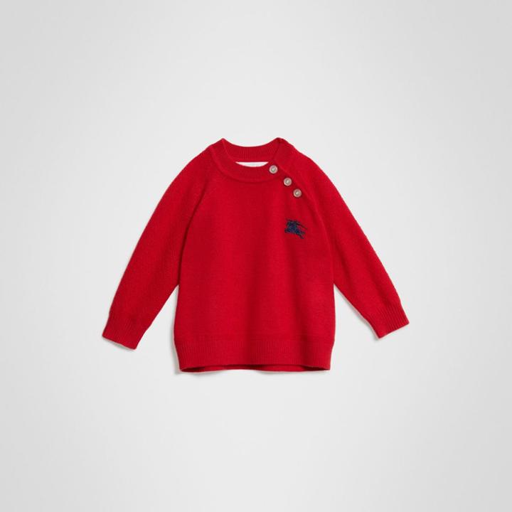 Burberry Burberry Childrens Contrast Motif Cashmere Sweater, Size: 2y, Red
