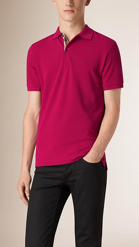 Burberry Brit Check Placket Cotton Piqu Polo Shirt