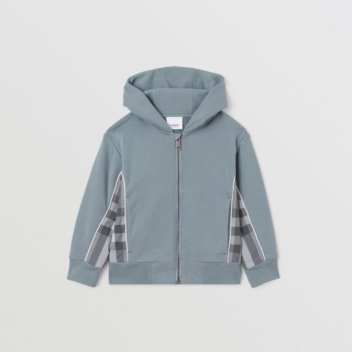 Burberry Burberry Childrens Check Panel Cotton Hooded Top, Size: 12y