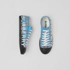 Burberry Burberry Logo Print Check Cotton Sneakers, Size: 39, Blue