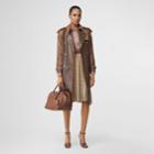 Burberry Burberry Contrast Graphic Print Pleated Skirt, Size: 00, Beige