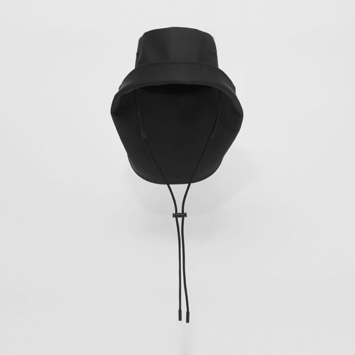 Burberry Burberry Topstitched Rubberised Cotton Fisherman Hat, Black
