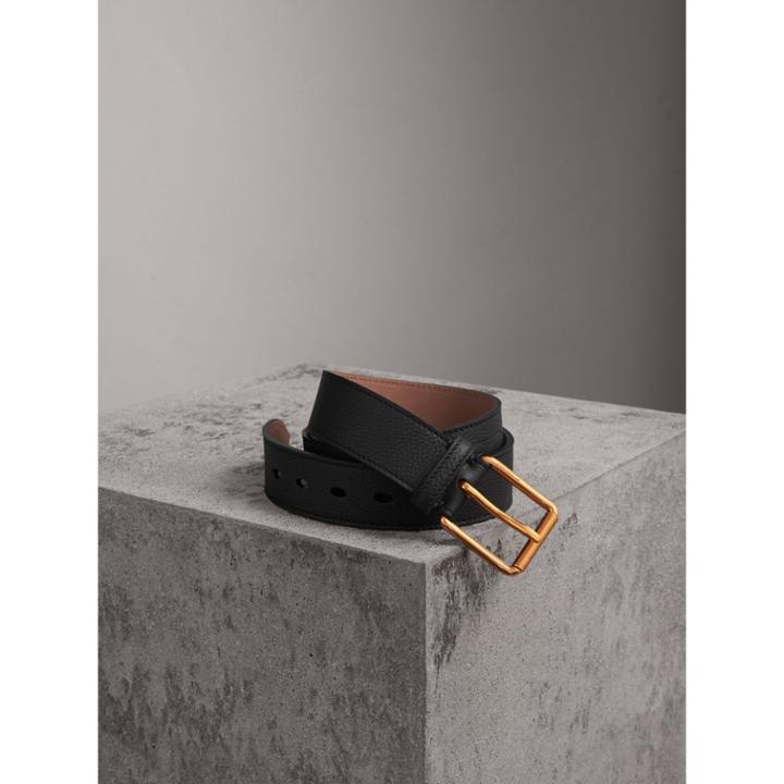 Burberry Burberry Grainy Leather Belt, Size: 90, Black