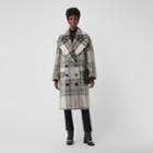 Burberry Burberry Check Wool Tailored Coat, Size: 00, White