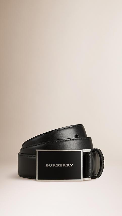 Burberry Plaque Buckle Leather Belt