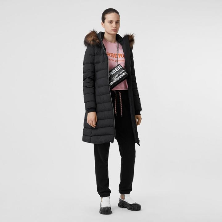 Burberry Burberry Detachable Faux Fur Trim Hooded Puffer Coat, Size: S, Black