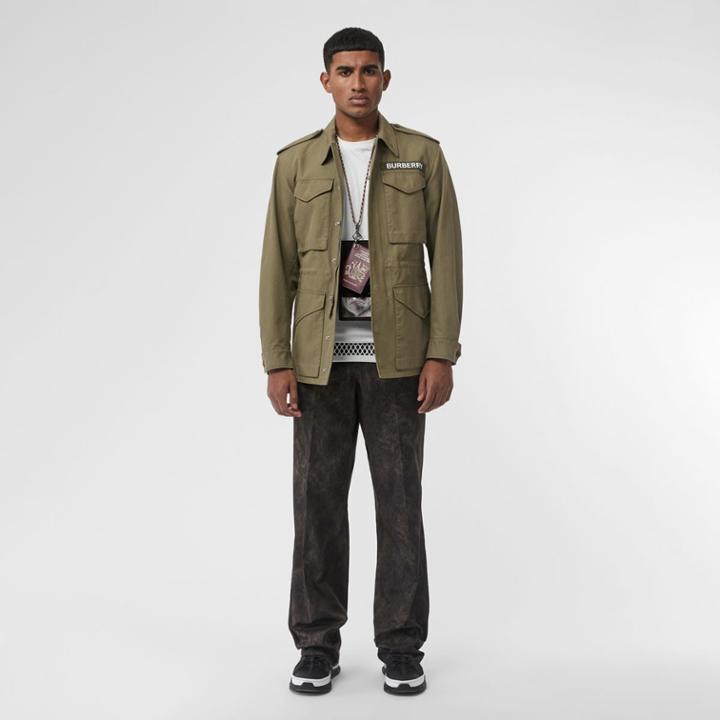 Burberry Burberry Logo Detail Cotton Field Jacket, Size: 40, Green
