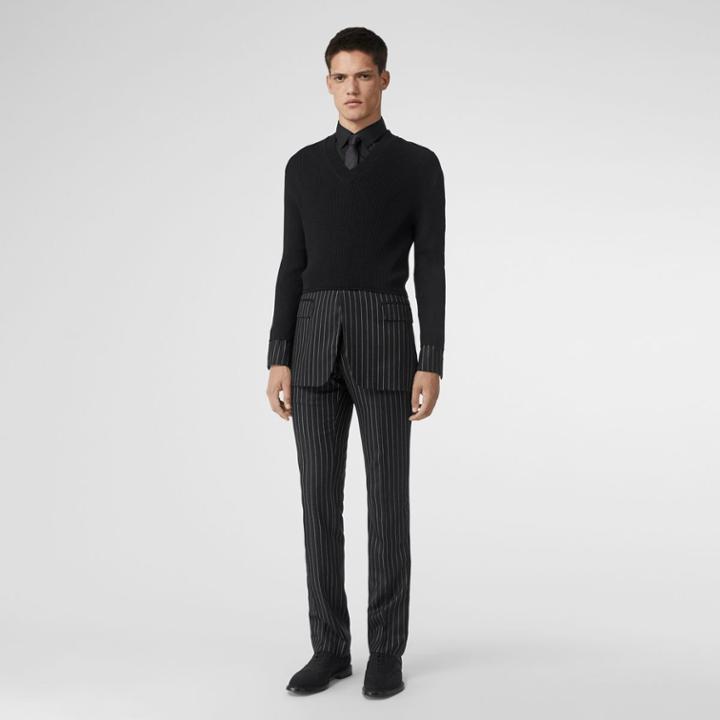 Burberry Burberry Layered Silk Blend And Wool Sweater, Black