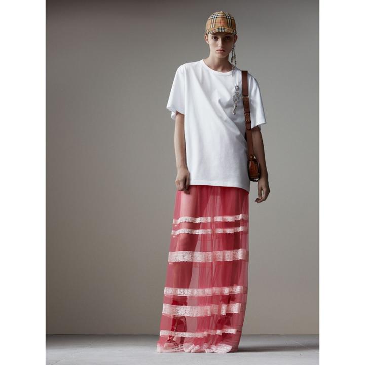 Burberry Burberry Boyfriend Fit T-shirt With Crystal Brooch, Size: M, White