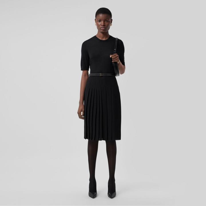 Burberry Burberry Short-sleeve Monogram Motif Wool Silk Cashmere Top