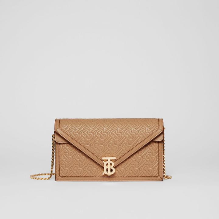 Burberry Burberry Small Quilted Monogram Tb Envelope Clutch, Yellow
