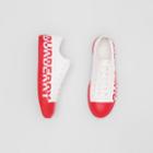 Burberry Burberry Logo Print Two-tone Cotton Gabardine Sneakers, Size: 43.5, Red