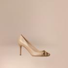 Burberry Burberry Horseferry Check Leather Pumps, Size: 35.5, White