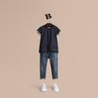 Burberry Burberry Pleat And Check Detail Cotton T-shirt, Size: 10y, Blue