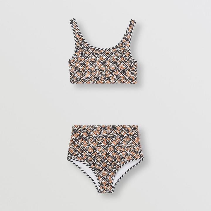 Burberry Burberry Monogram Print Stretch Nylon Bikini, Size: Xl