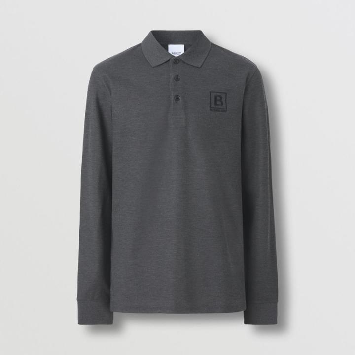 Burberry Burberry Long-sleeve Letter Graphic Cotton Piqu Polo Shirt