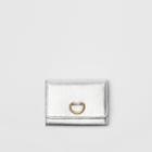 Burberry Burberry Small D-ring Metallic Leather Wallet, Grey