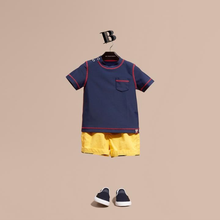 Burberry Burberry Contrast Topstitch Swim T-shirt, Size: 2y, Blue