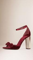 Burberry Burberry Bow Detail Velvet Sandals, Size: 40.5, Red