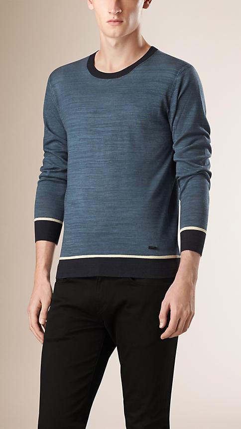 Burberry Contrast Trim Wool Silk Sweater