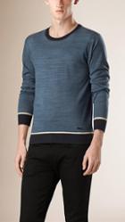 Burberry Contrast Trim Wool Silk Sweater