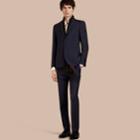 Burberry Burberry Slim Fit Wool Mohair Part-canvas Suit, Size: 58r, Blue