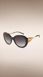 Burberry Gabardine Collection Oversize Round Frame Sunglasses