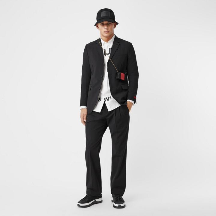 Burberry Burberry Slim Fit Technical Nylon Tailored Jacket, Size: 38, Black