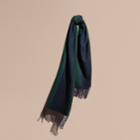Burberry Burberry Oversize Striped Cashmere Scarf, Green