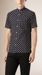 Burberry Brit Short-sleeved Spot And Gingham Cotton Shirt