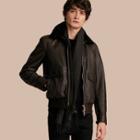 Burberry Textured Leather Jacket With Detachable Mink Collar