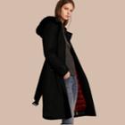 Burberry Burberry Fur-trimmed Hood Trench Coat With Detachable Warmer, Size: 10, Black